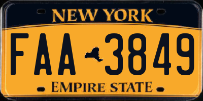 NY license plate FAA3849