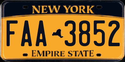 NY license plate FAA3852