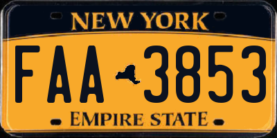 NY license plate FAA3853