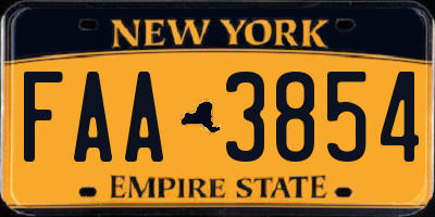 NY license plate FAA3854