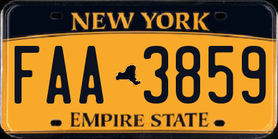 NY license plate FAA3859