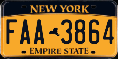 NY license plate FAA3864