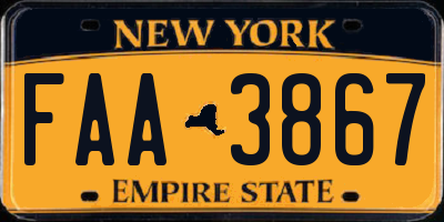 NY license plate FAA3867