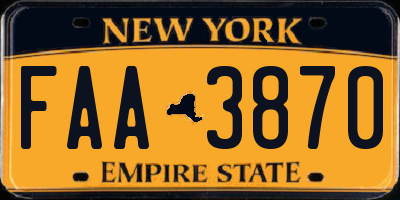 NY license plate FAA3870