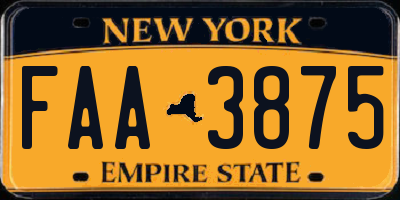 NY license plate FAA3875