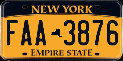 NY license plate FAA3876