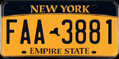 NY license plate FAA3881