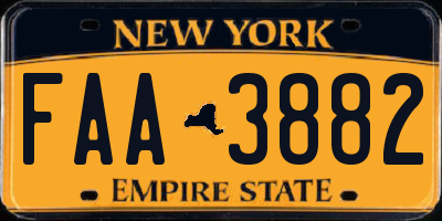 NY license plate FAA3882