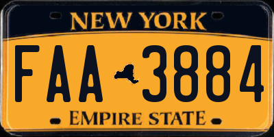 NY license plate FAA3884