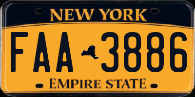 NY license plate FAA3886