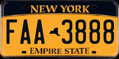 NY license plate FAA3888