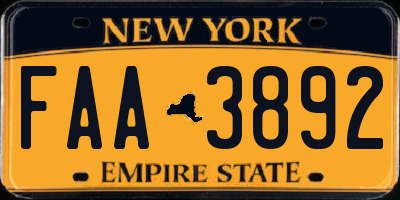 NY license plate FAA3892