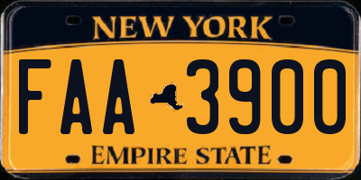 NY license plate FAA3900