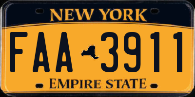 NY license plate FAA3911