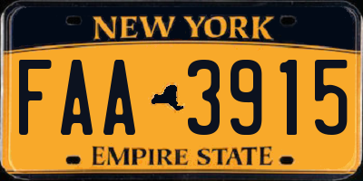 NY license plate FAA3915