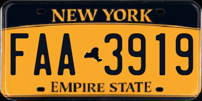 NY license plate FAA3919