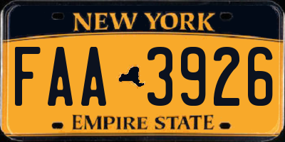 NY license plate FAA3926