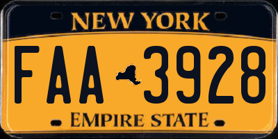 NY license plate FAA3928