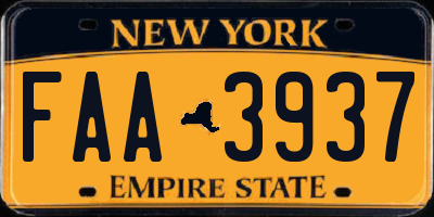 NY license plate FAA3937