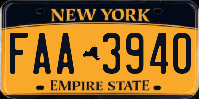 NY license plate FAA3940
