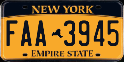 NY license plate FAA3945