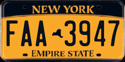 NY license plate FAA3947