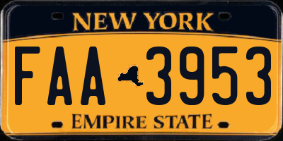 NY license plate FAA3953