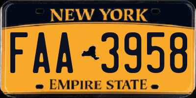 NY license plate FAA3958