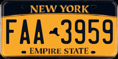 NY license plate FAA3959