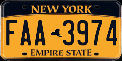 NY license plate FAA3974