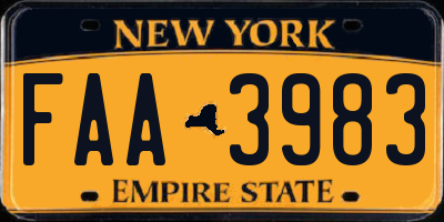 NY license plate FAA3983