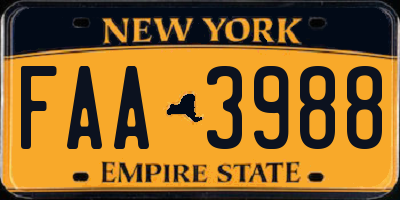 NY license plate FAA3988