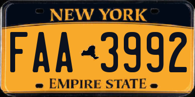 NY license plate FAA3992