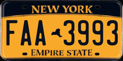 NY license plate FAA3993