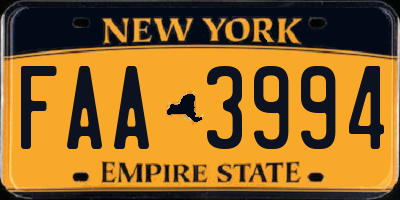 NY license plate FAA3994