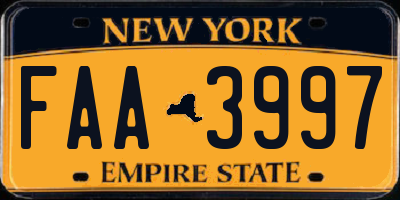 NY license plate FAA3997