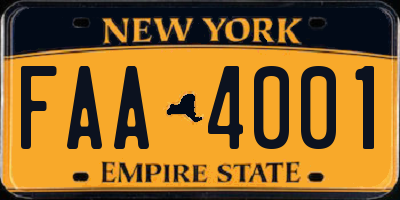 NY license plate FAA4001