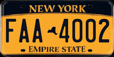 NY license plate FAA4002