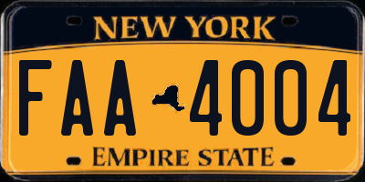 NY license plate FAA4004