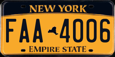 NY license plate FAA4006