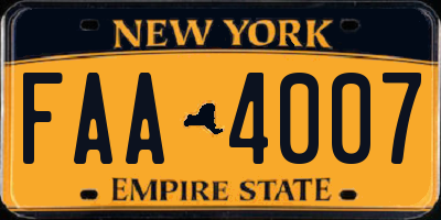 NY license plate FAA4007