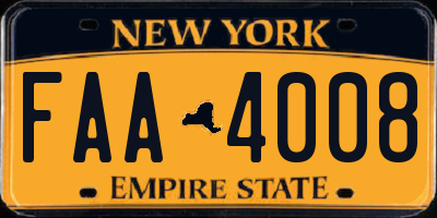 NY license plate FAA4008