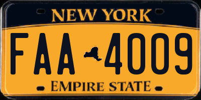 NY license plate FAA4009