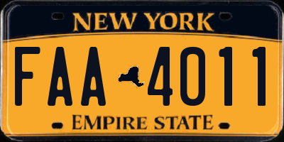 NY license plate FAA4011