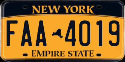 NY license plate FAA4019