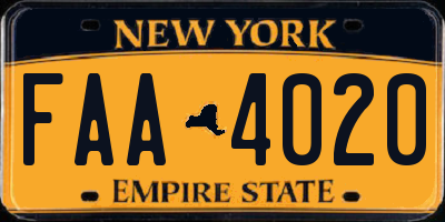 NY license plate FAA4020