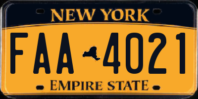 NY license plate FAA4021