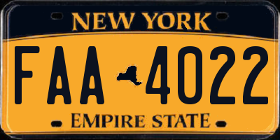 NY license plate FAA4022