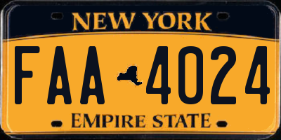 NY license plate FAA4024