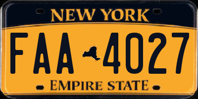 NY license plate FAA4027